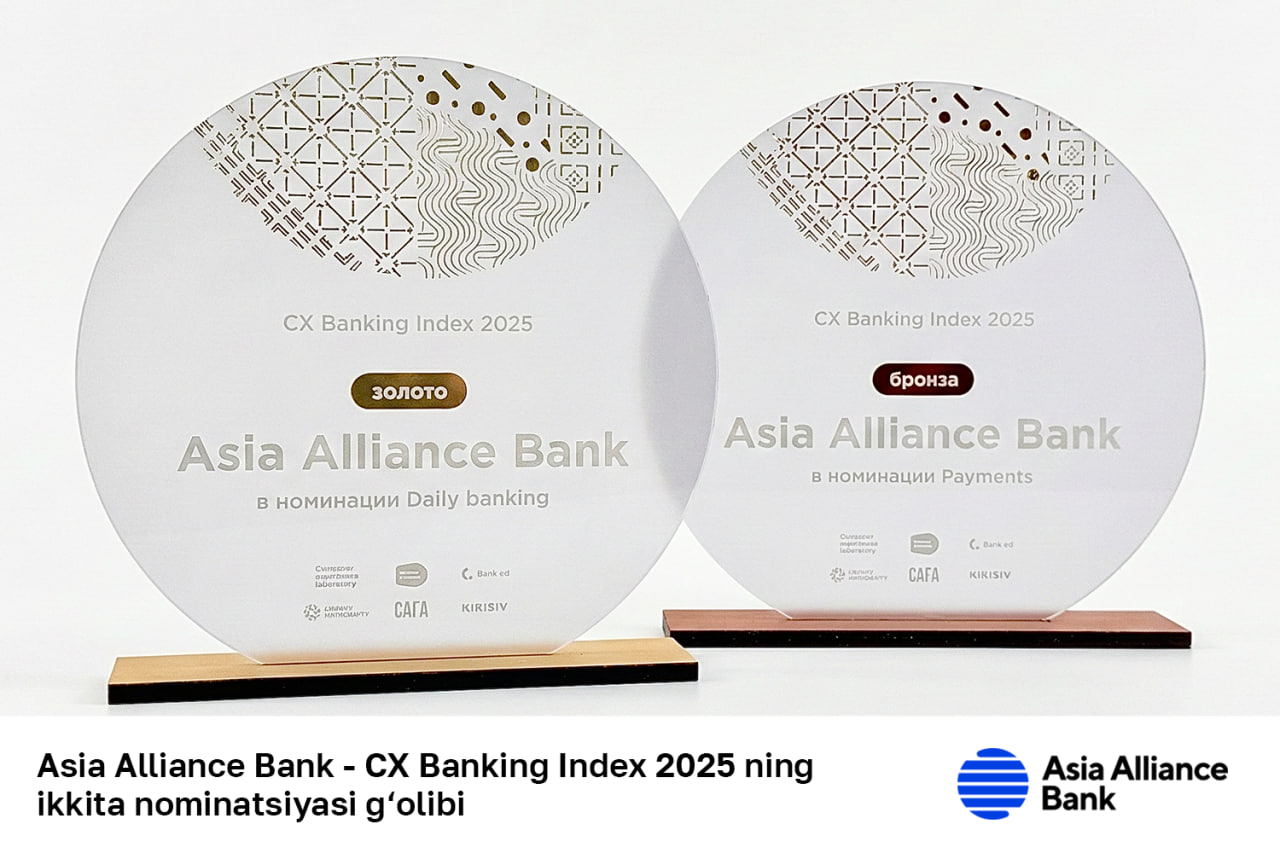 Asia Alliance Bank CX Banking Index 2025 да бирданига иккита мукофотни қўлга киритди
